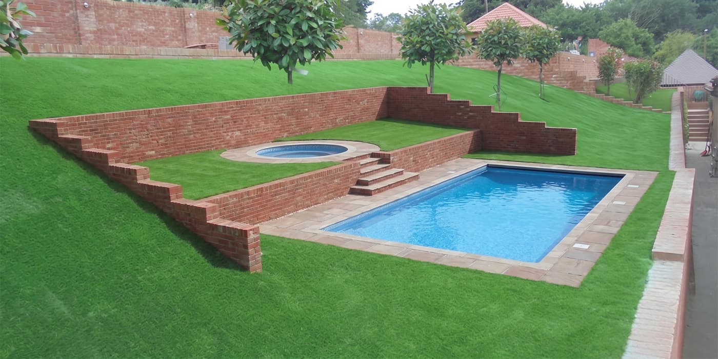 Terraced pool with a spa, AI visualization